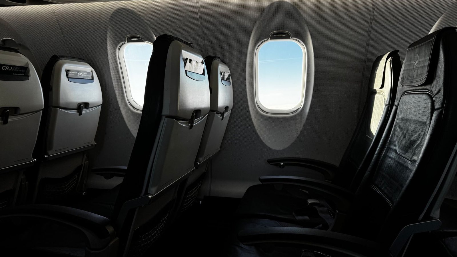 Rangées de sièges dans la cabine économique d'un avion de ligne